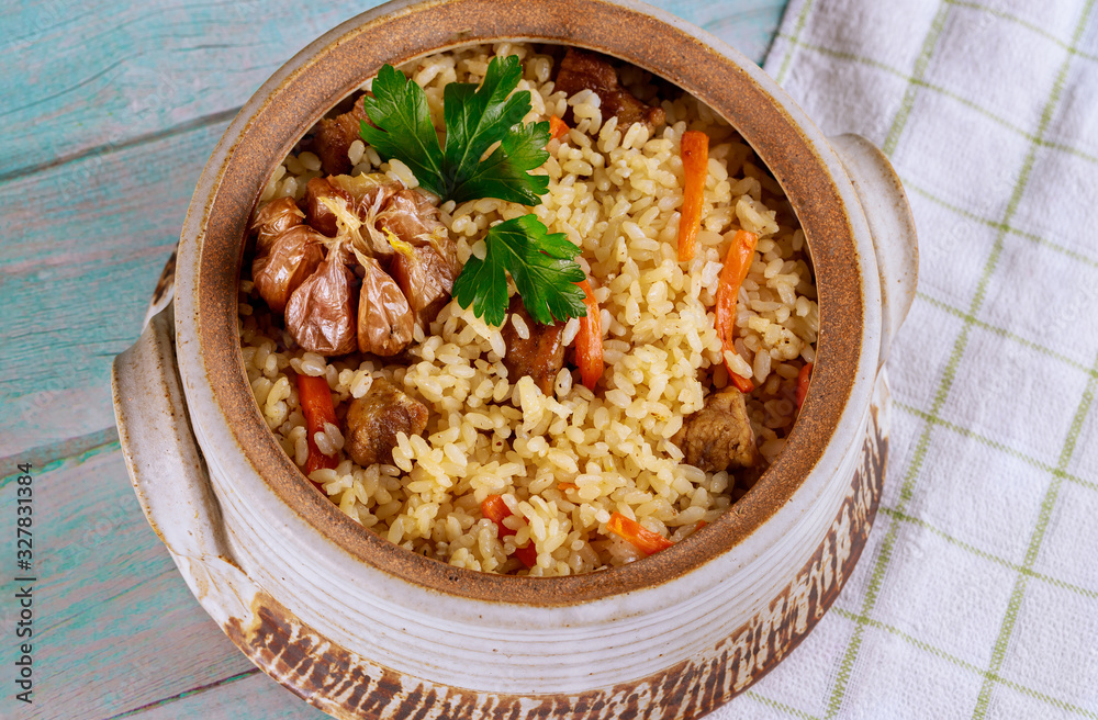 Uzbek rice with vegetable and meat. Uzbek rice with vegetable and meat.