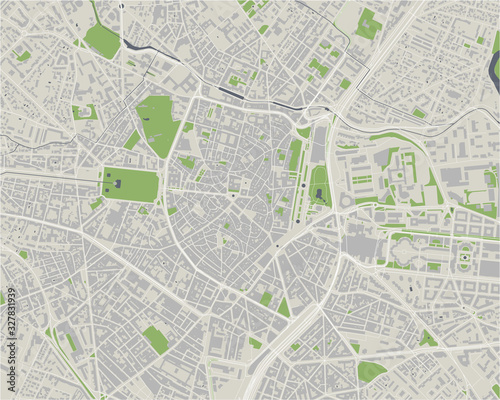 map of the city of Montpellier, Herault, Occitanie, France