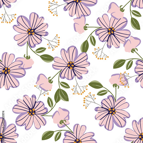Fashionable cute pattern in nativel flowers. Floral seamless background for textiles  fabrics  covers  wallpapers  print  gift wrapping or any purpose.
