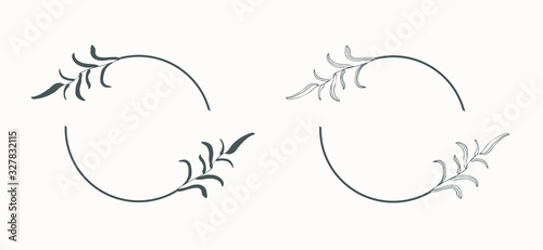 Set of round hand-drawn floral frames. Boho style design elements for wedding invitations, greeting cards, quotes, blogs, posters