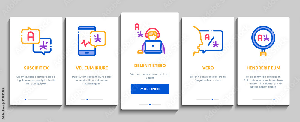 Interpreter Translator Onboarding Mobile App Page Screen Vector. Interpreter In Smartphone And Web Site, Laptop And Microphone, Language Linguist Concept Linear Pictograms. Color Contour Illustrations Interpreter Translator Onboarding Mobile App Page Screen Vector. Interpreter In Smartphone And Web Site, Laptop And Microphone, Language Linguist Concept Linear Pictograms. Color Contour Illustrations