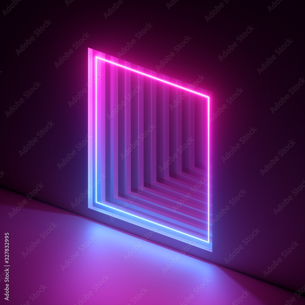 3d Render Abstract Neon Background Pink Blue Violet Light Square 3d render abstract neon background pink blue violet light square