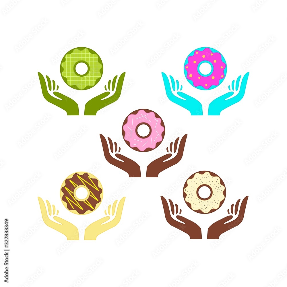 Donuts vector isolated on a white background. Sweet sugar icing donuts. Donuts vector isolated on a white background. Sweet sugar icing donuts.