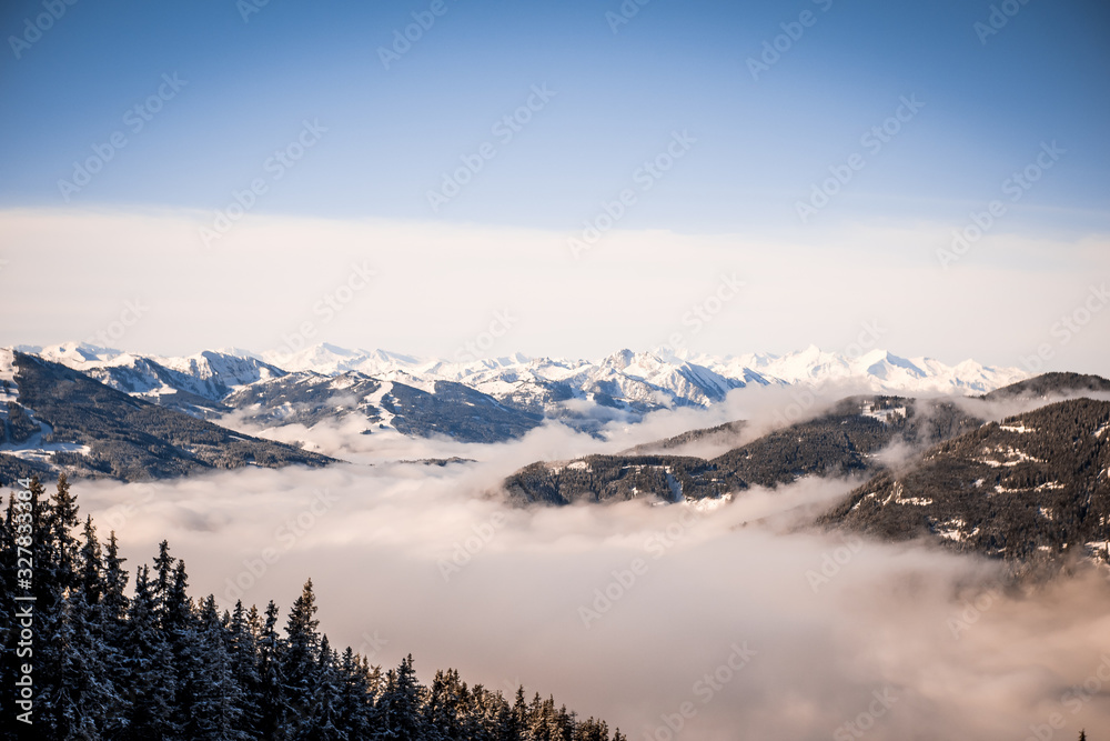 view at slopes at a skiing resort