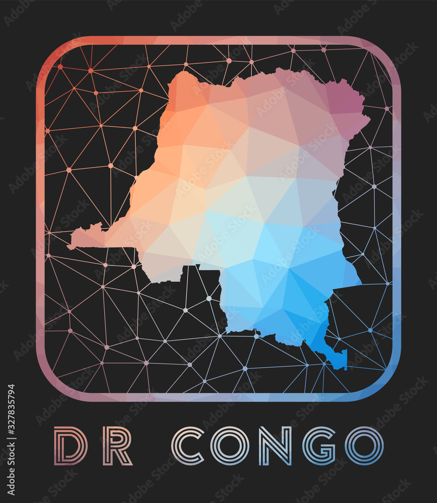 DR Congo map design. Vector low poly map of the country. DR Congo icon