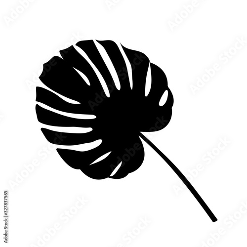 Black silhouette of tropical leave palm, tree. Vector illustration
