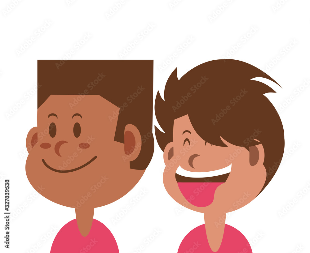 boys smiling on white background boys smiling on white background
