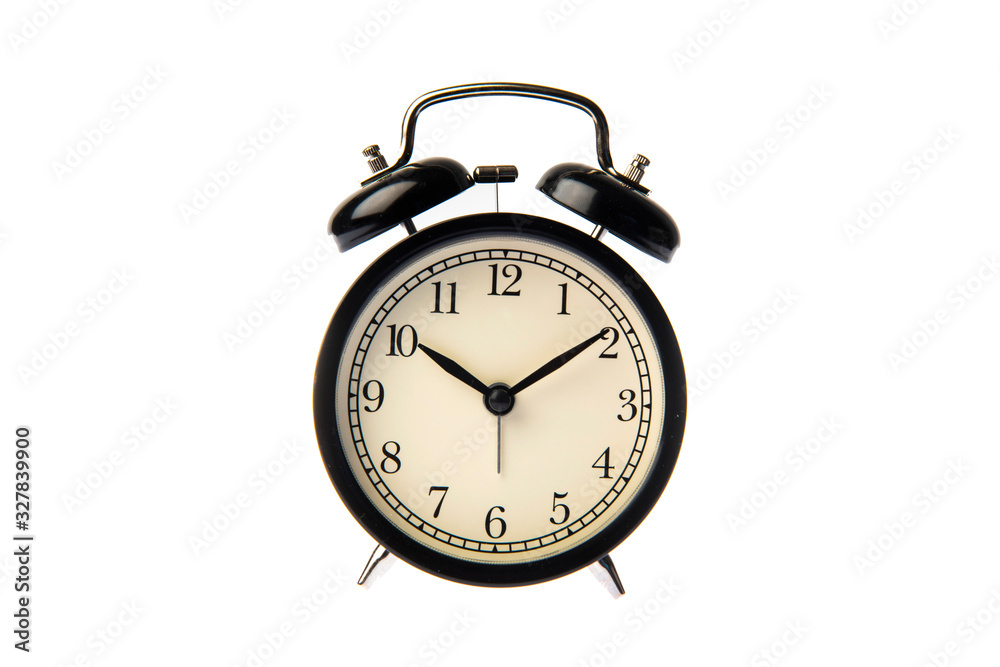 retro black alarm clock isolated on white background retro black alarm clock isolated on white background