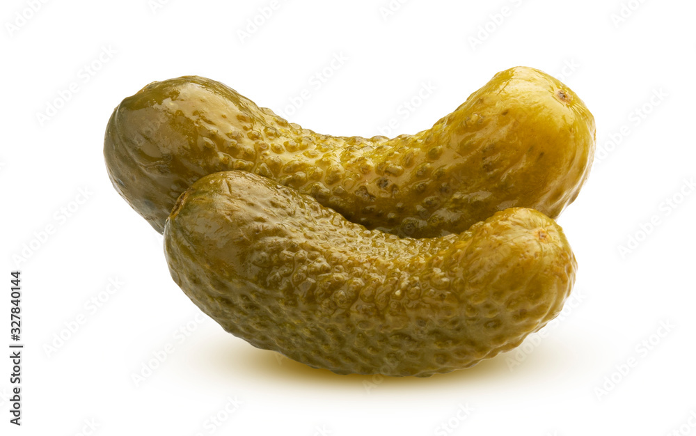 Two pickled cucumbers isolated on white background Two pickled cucumbers isolated on white background