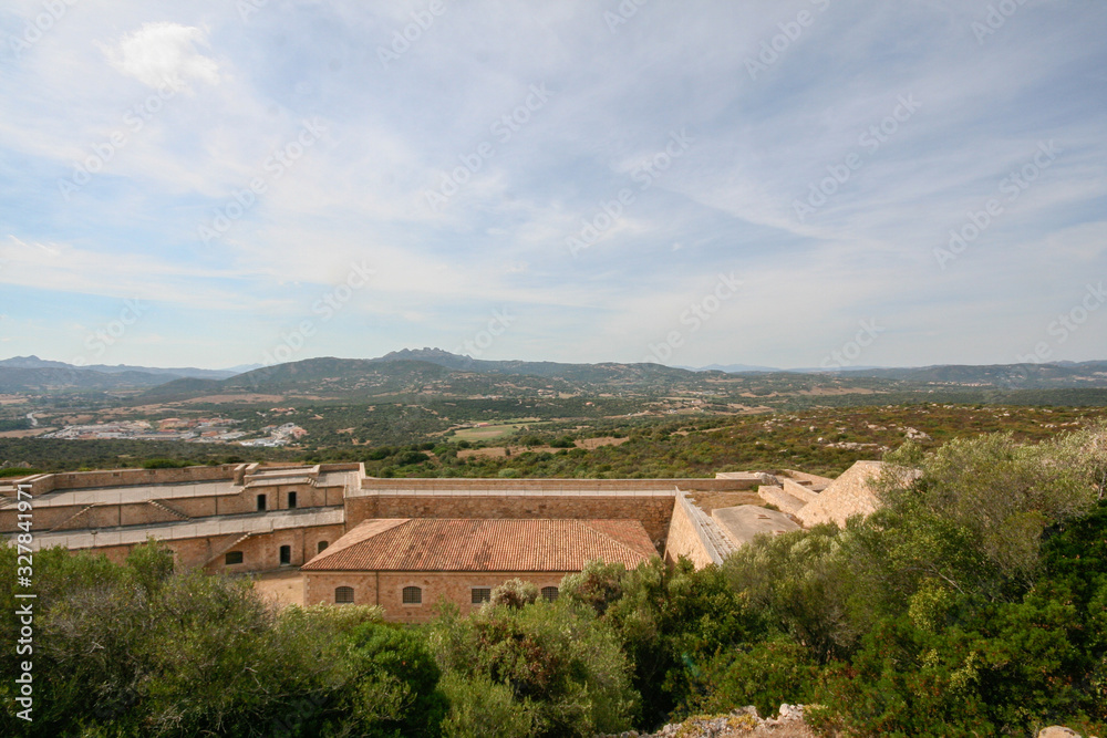 fortress located on the palau hills in sardinia with particular stairways and spectacular views over the city and the sea