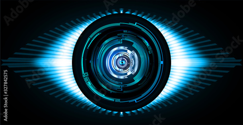 Blue eye cyber circuit future technology concept background