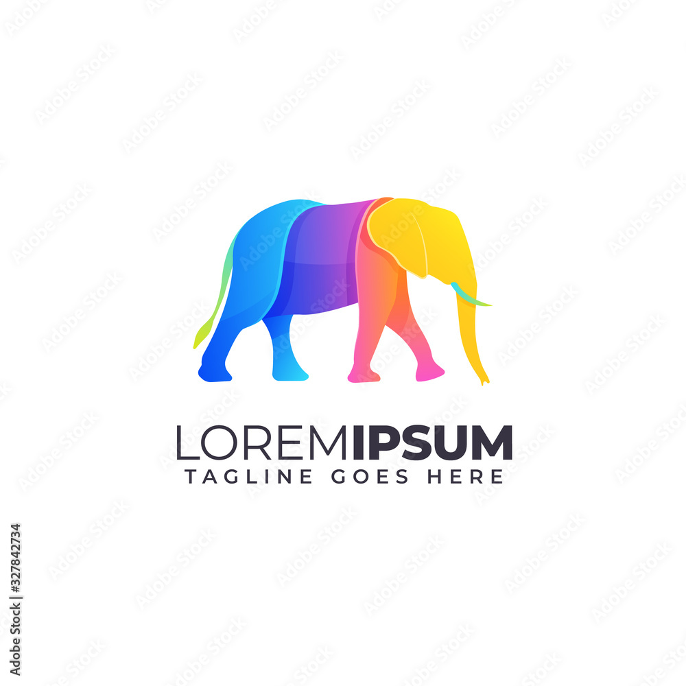 Elephant Logo illustration Colorful Gradient