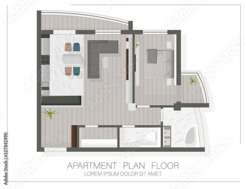 Modern apartment floor plan with top view. Sketch of a house