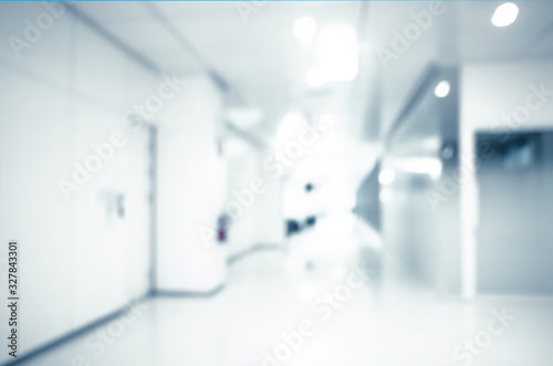 abstract blur background of modern hospital or clinic corridor interior, medical and healthcare concept