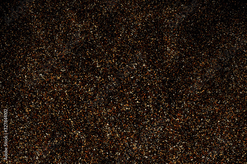 Coffee Color Grain Texture Isolated on Black Background. Chocolate Shades Confetti. Brown Particles. Digitally Generated Image. Vector Illustration, EPS 10.
