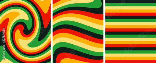 Retro psychedelic abstract art template set 70s aesthetic,vector