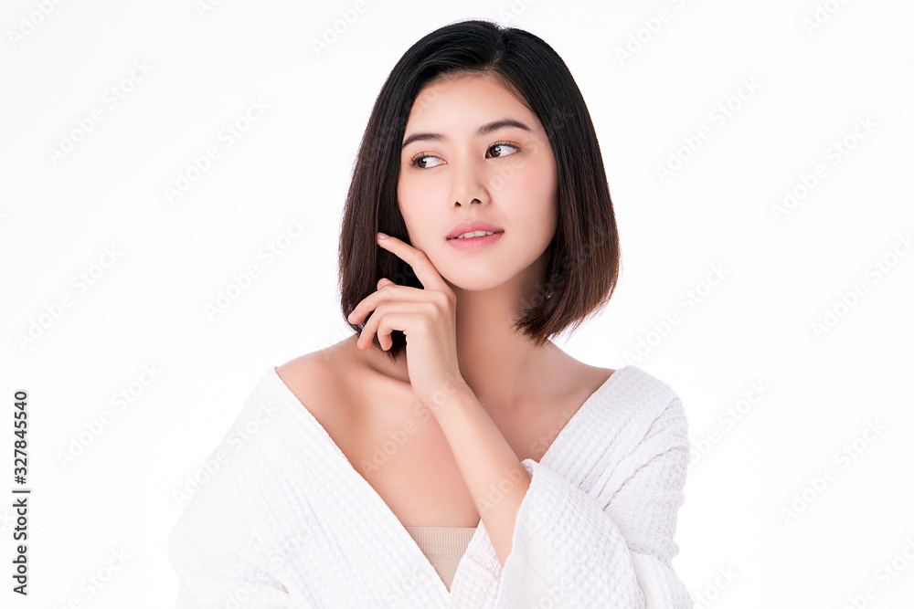 Beautiful Young Asian Woman with Clean Fresh Skin. Face care, Facial treatment, Cosmetology, beauty and healthy skin and cosmetic concept .woman beauty skin isolated on white background Beautiful Young Asian Woman with Clean Fresh Skin. Face care, Facial treatment, Cosmetology, beauty and healthy skin and cosmetic concept .woman beauty skin isolated on white background