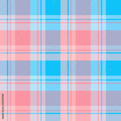 Seamless pattern in fine blue and pink colors for plaid, fabric, textile, clothes, tablecloth and other things. Vector image.