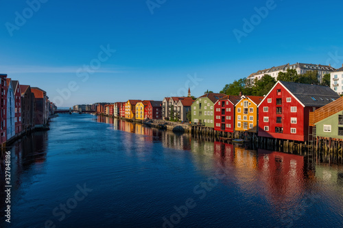 Evening sunset cityscape of Trondheim, Norway - architecture background in july 2019 © Сергій Вовк