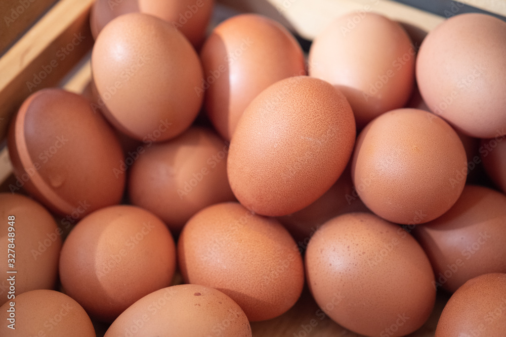 Raw brown eggs