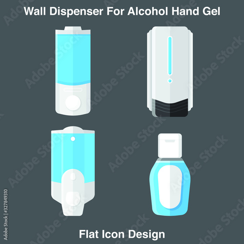 Hand wash. Hand sanitizer. Alcohol-based hand rub. Rubbing alcohol. Wall mounted soap dispenser. Wall hanging hand wash container. Protection from germs such as coronavirus (Covid-19) icon design