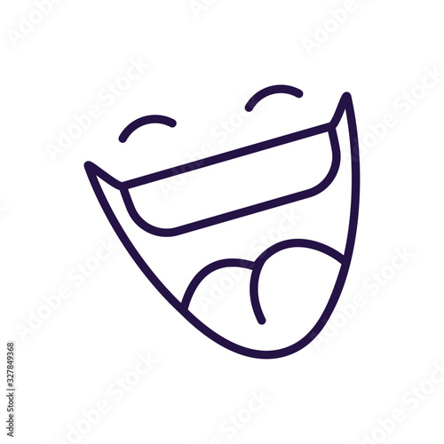 cartoon mouth laughing, line style icon