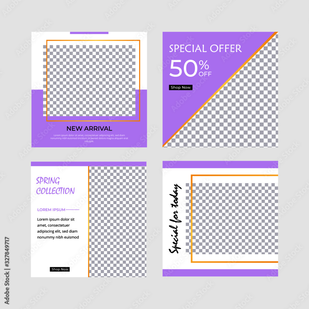 Set of minimal square social media banner template Set of minimal square social media banner template