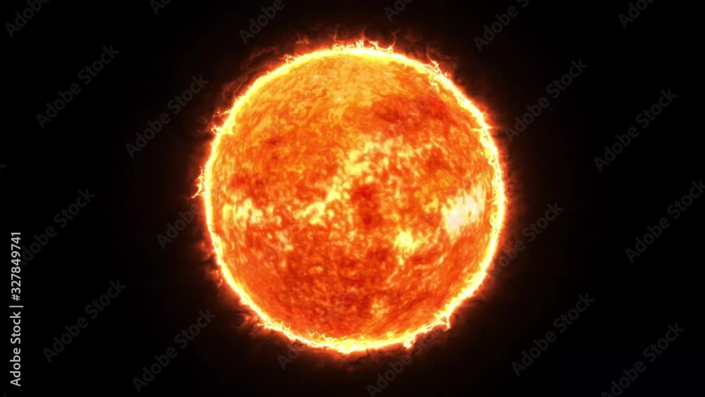 sun 4k, Sun Solar Atmosphere isolated on black background, Sun star surface with solar flares, burning of sun animation 3D rendering, 