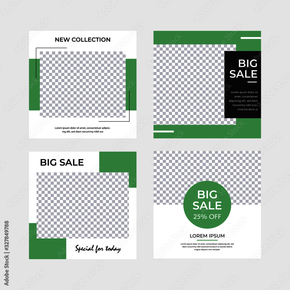 Set of minimal square social media banner template Set of minimal square social media banner template