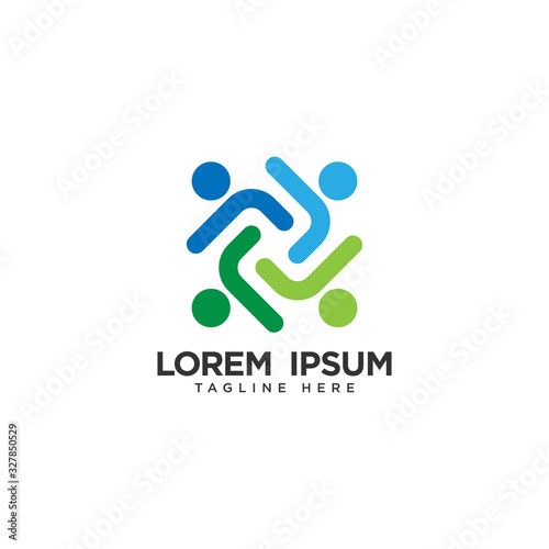Human social, unity, together, connection, relation logo design template.