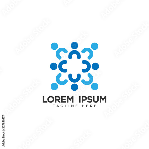 Human social, unity, together, connection, relation logo design template.