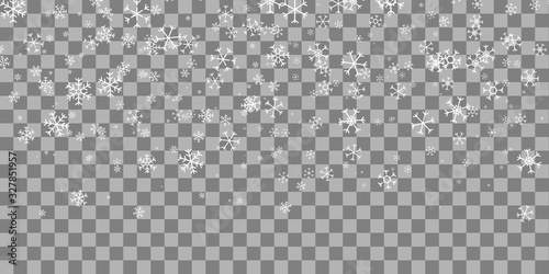 White randomly flying snowflakes.Abstract vector illustration