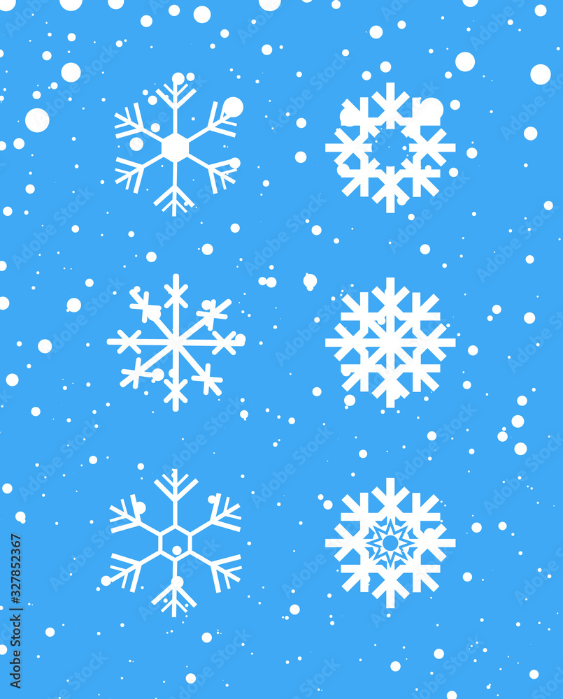 Flat white snowflakes.Festive christmas blue background.Vector illustration Flat white snowflakes.Festive christmas blue background.Vector illustration