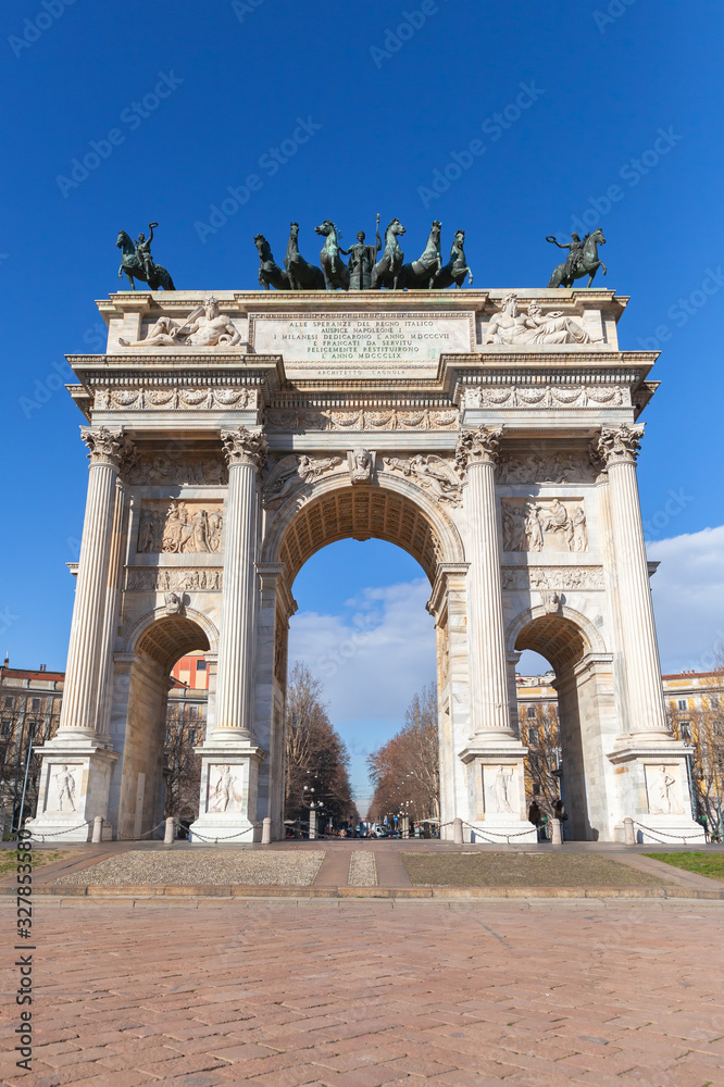Triumphal arch Porta Sempione or Sempione Gate