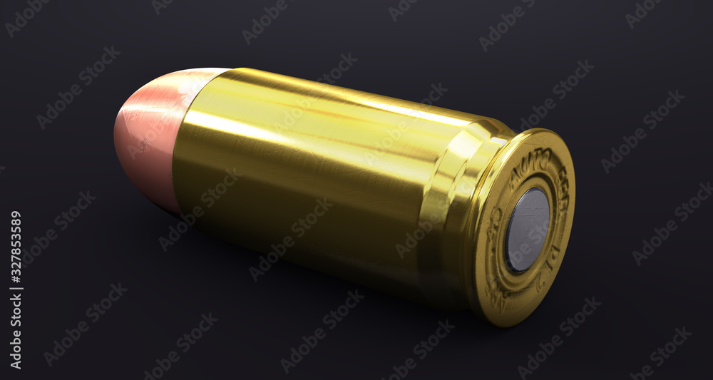 Single cartridge of a handgun - 3d illustration Single cartridge of a handgun - 3d illustration
