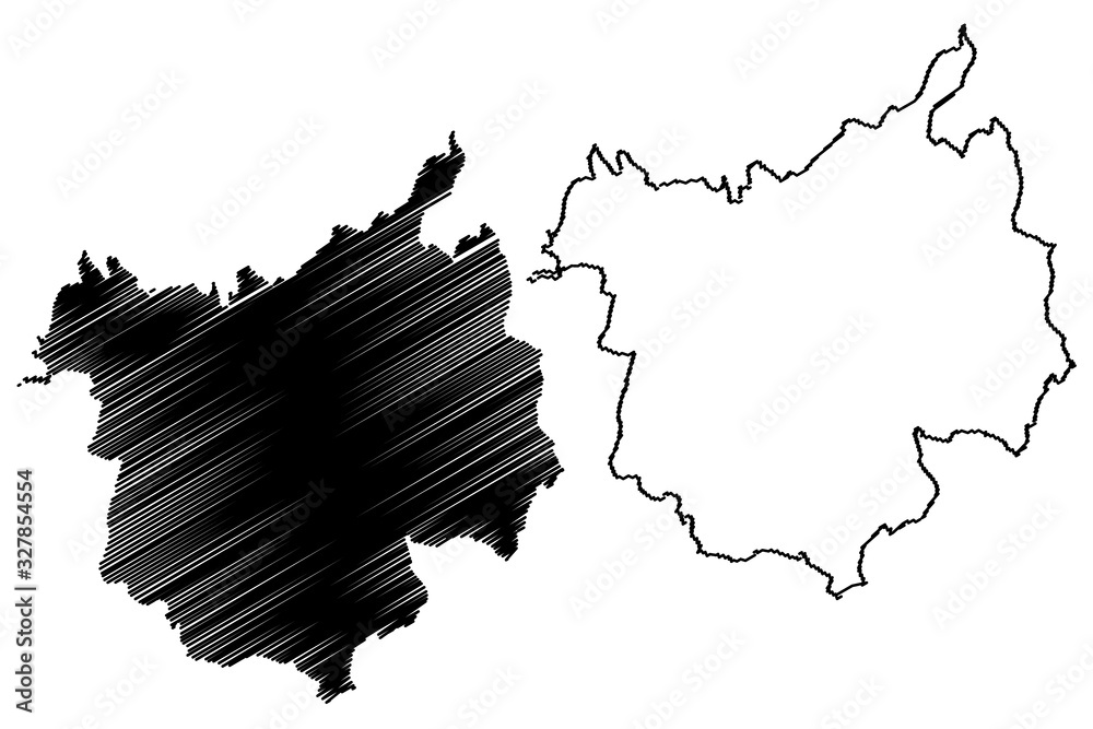 Ostrava City (Czech Republic, Czechia, Moravian-Silesian) map vector illustration, scribble sketch City of Ostrava map