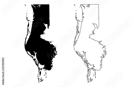Pinellas County, Florida (U.S. county, United States of America, USA, U.S., US) map vector illustration, scribble sketch Pinellas map