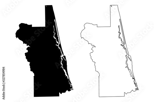 St. Johns County, Florida (U.S. county, United States of America, USA, U.S., US) map vector illustration, scribble sketch St. Johns map