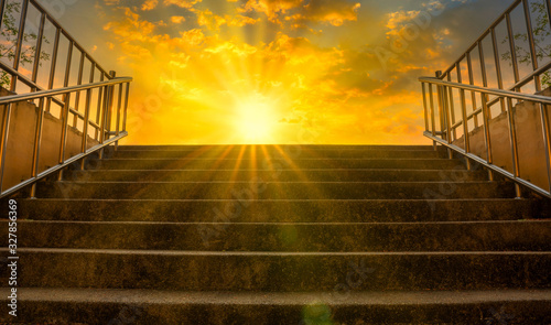 Fototapeta Naklejka Na Ścianę i Meble -  Stairway to the sky with the sun shining