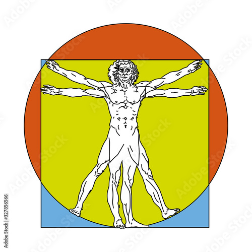Stylized sketch of the Vitruvian man or Leonardo's man. Homo vitruviano vector illustration based on Leonardo da Vinci artwork [Converted].eps
