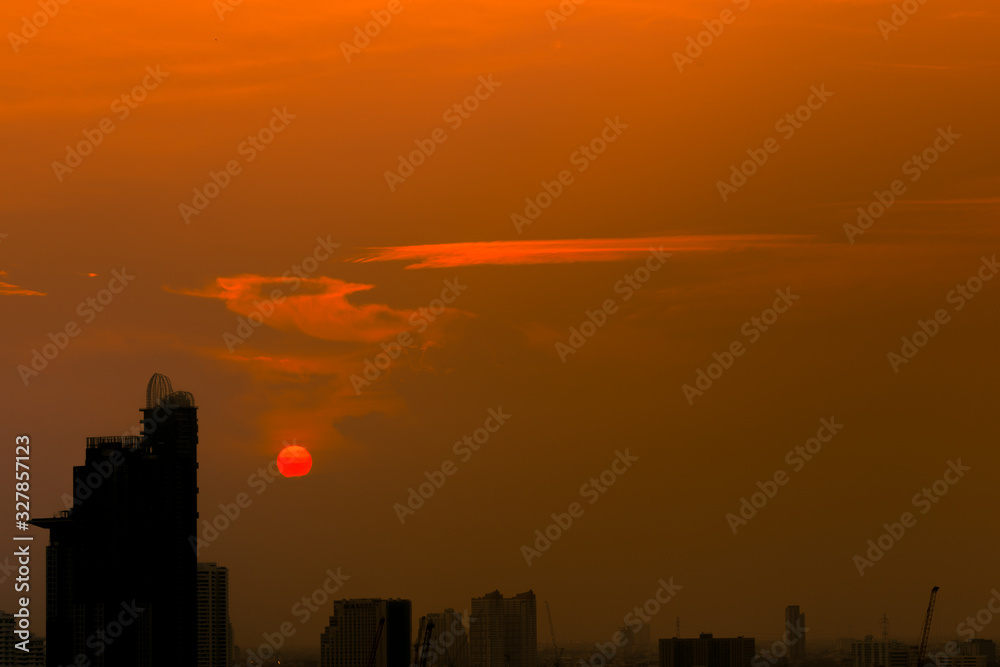 background view of the sky is close, with various colors changing according to the weather (orange, red,yellow,pink,blue)is a natural beauty