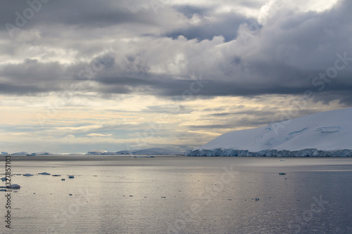 Snow-capped mountains and frozen coasts on the northwest side of Wiencke Island  Palmer Archipelago  Antarctica