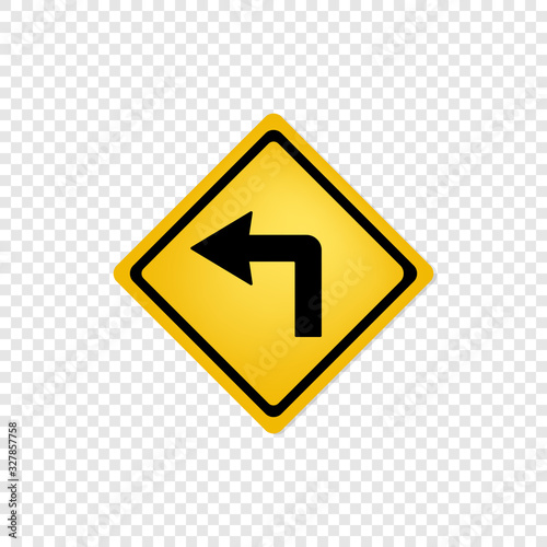 Road sign left turn icon Free Download Road sign left turn icon - GFXLoad