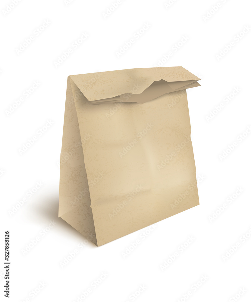 Vector realistic mockup brawn paper shopping bag Vector realistic mockup brawn paper shopping bag