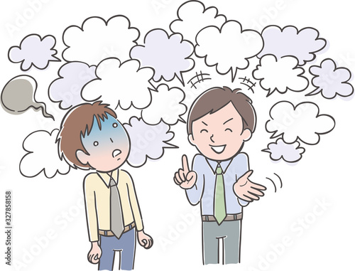 おしゃべりな男性＆話を聞かされてうんざりしている男性