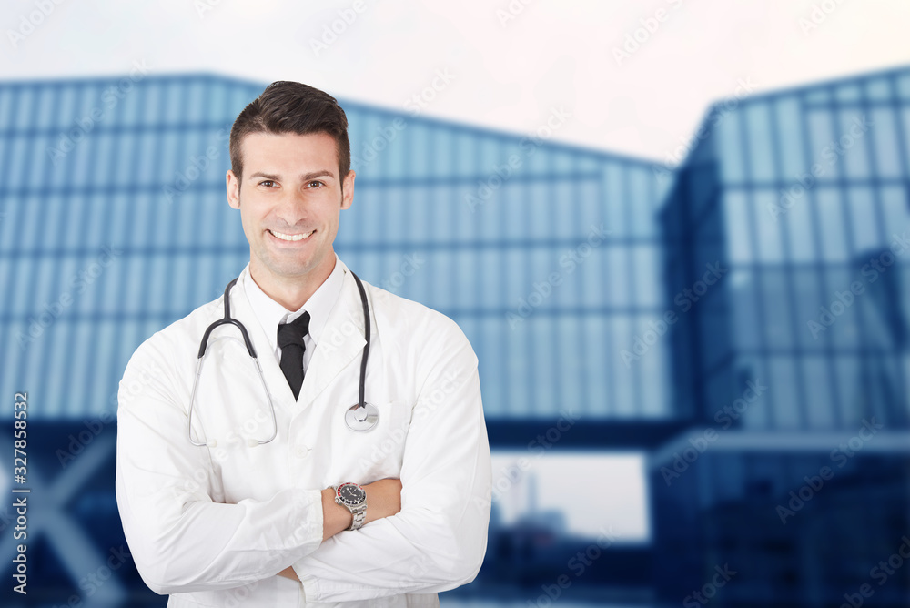 handsome male doctor smiling