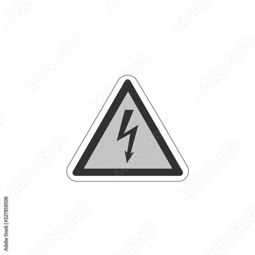 Black and grey Sign of danger high voltage symbol. Stock Vector illustration isolated on white background.
