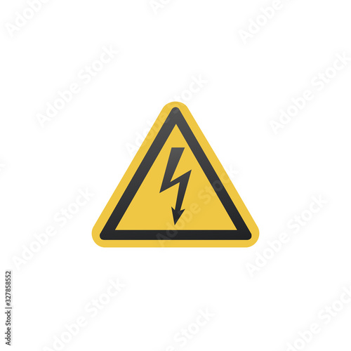 Yellow Sign of danger high voltage symbol. Stock Vector illustration isolated on white background.