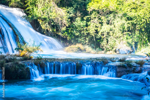 Agua Azul means  Blue Water  waterfalls in Chiapas  Mexico