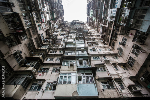 slum and old residental buildings in Honkong photo